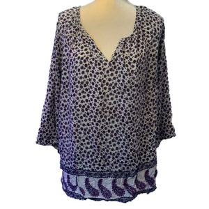 Forever 21 Purple & Cream Floral Lightweight Long Sleeve Top 3X